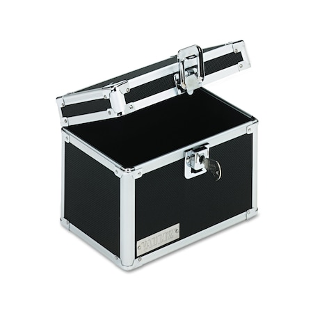 Vaultz Locking Index Card File with Flip Top, Holds 450 4 x 6 Cards, 7 x 5 x 5, Black VZ01171